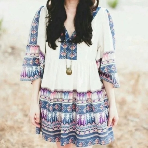NWOT: Free People Terra Nova Boho Embroidered Relaxed Fit Dress• Small - Picture 12 of 13